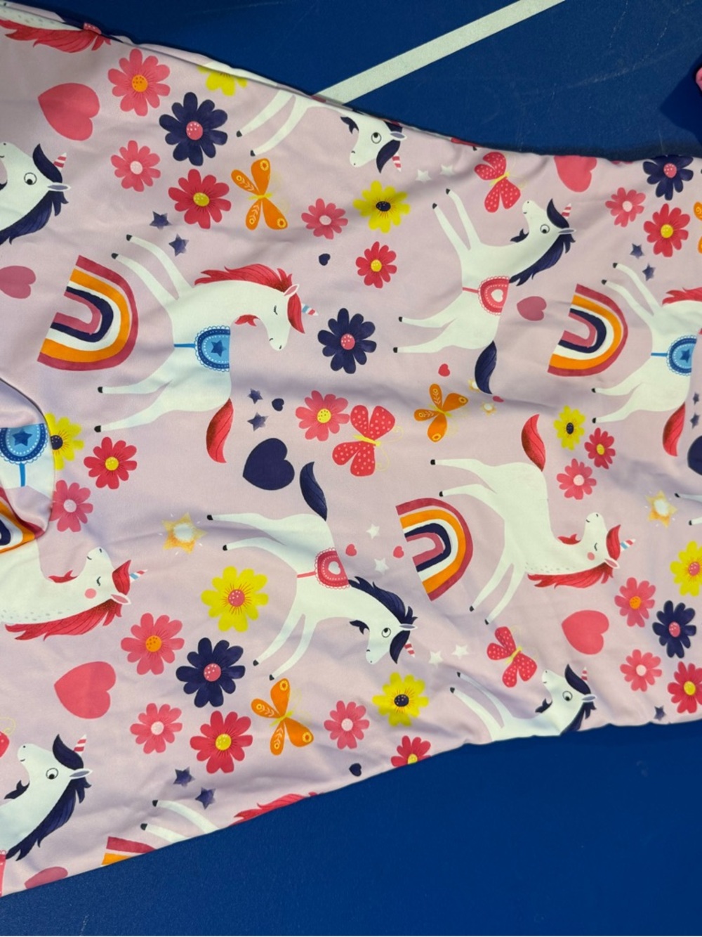 Pink Unicorn Rainbow Floral Kids Swimsuit 12-13y